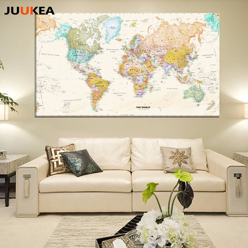 Hot Sale Classic Vintage World Map No Frame Canvas Painting Wall Art - Halee Butler, LLC