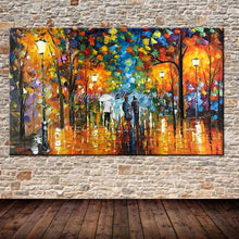 Lover Rain Street Tree Lamp Landscape Oil Painting On Canvas Wall Art - Halee Butler, LLC