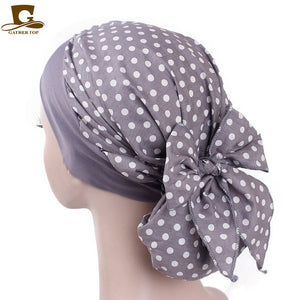 New Fashion Vintage Elastic Women Cotton Head Scarf Bowknot Turban - Halee Butler, LLC